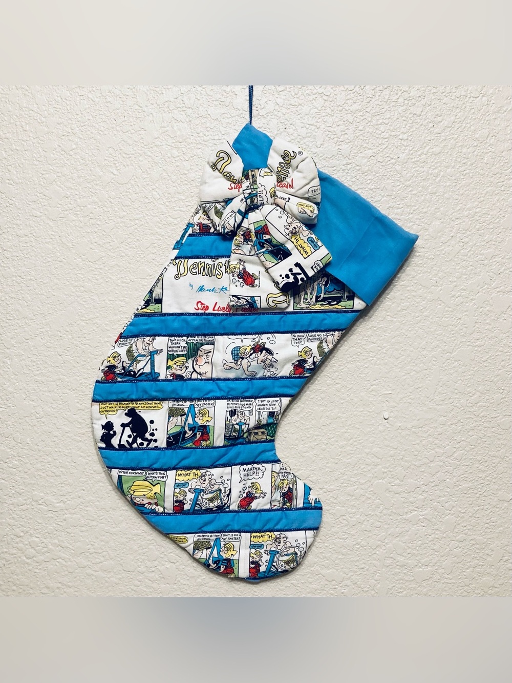 Vintage Handmade Denice The Menace Comic Strip Style Christmas Stocking